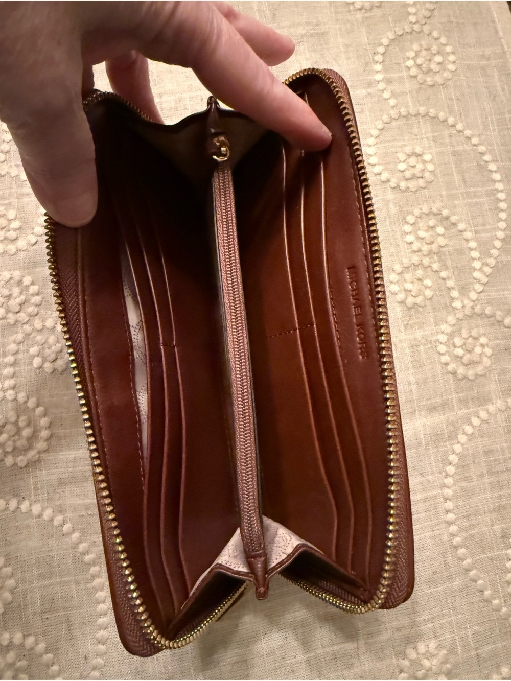Michael Kors Brown Monogram Drawstring Tassel Handbag & Wallet MK Logo MSRP $450 - Picture 11 of 12